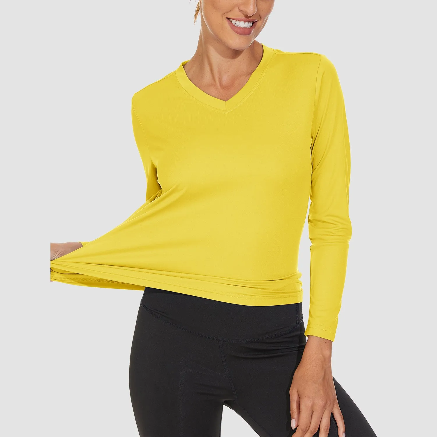 Women's Long Sleeve Shirts UPF 50  Sun Protection T Shirts V Neck Hiking Shirt Running Workout Performance Tee