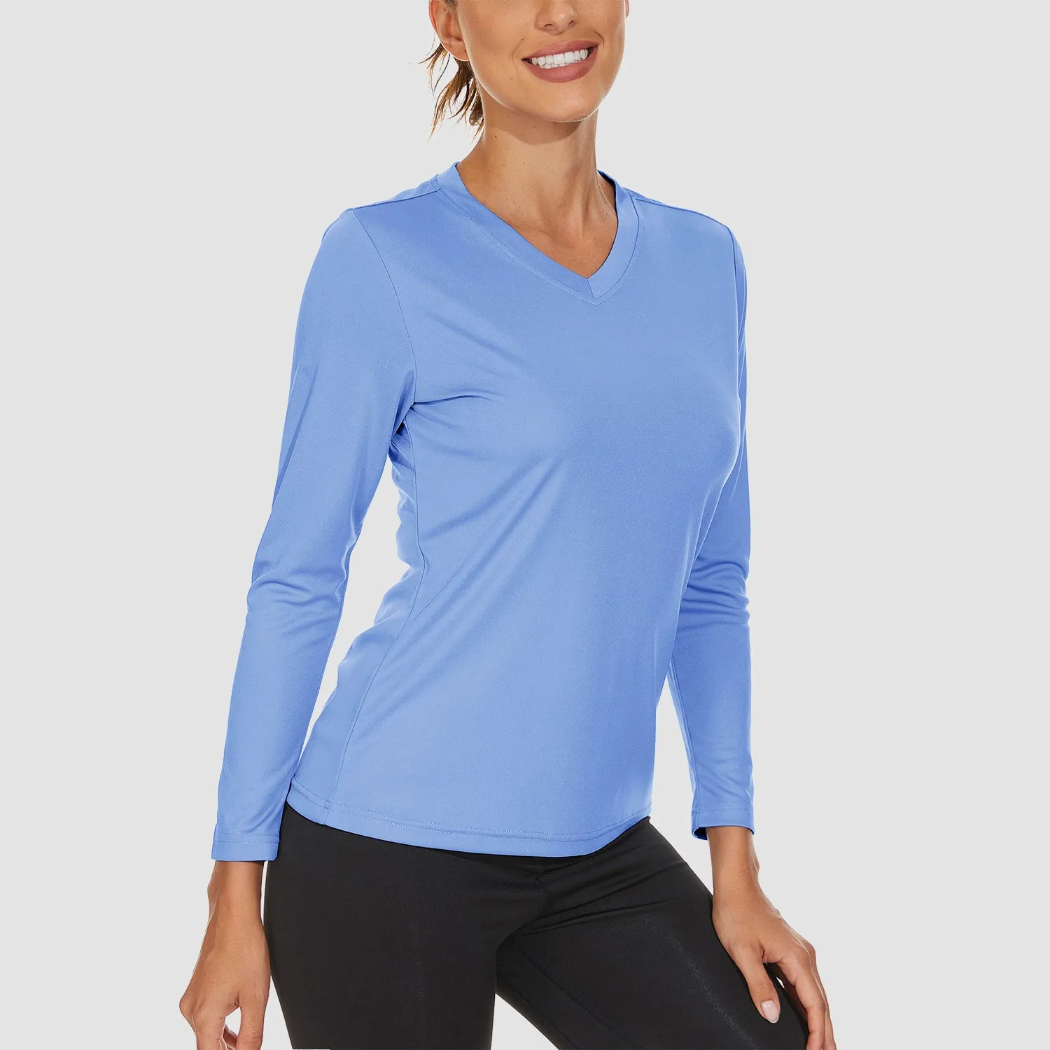 Women's Long Sleeve Shirts UPF 50  Sun Protection T Shirts V Neck Hiking Shirt Running Workout Performance Tee