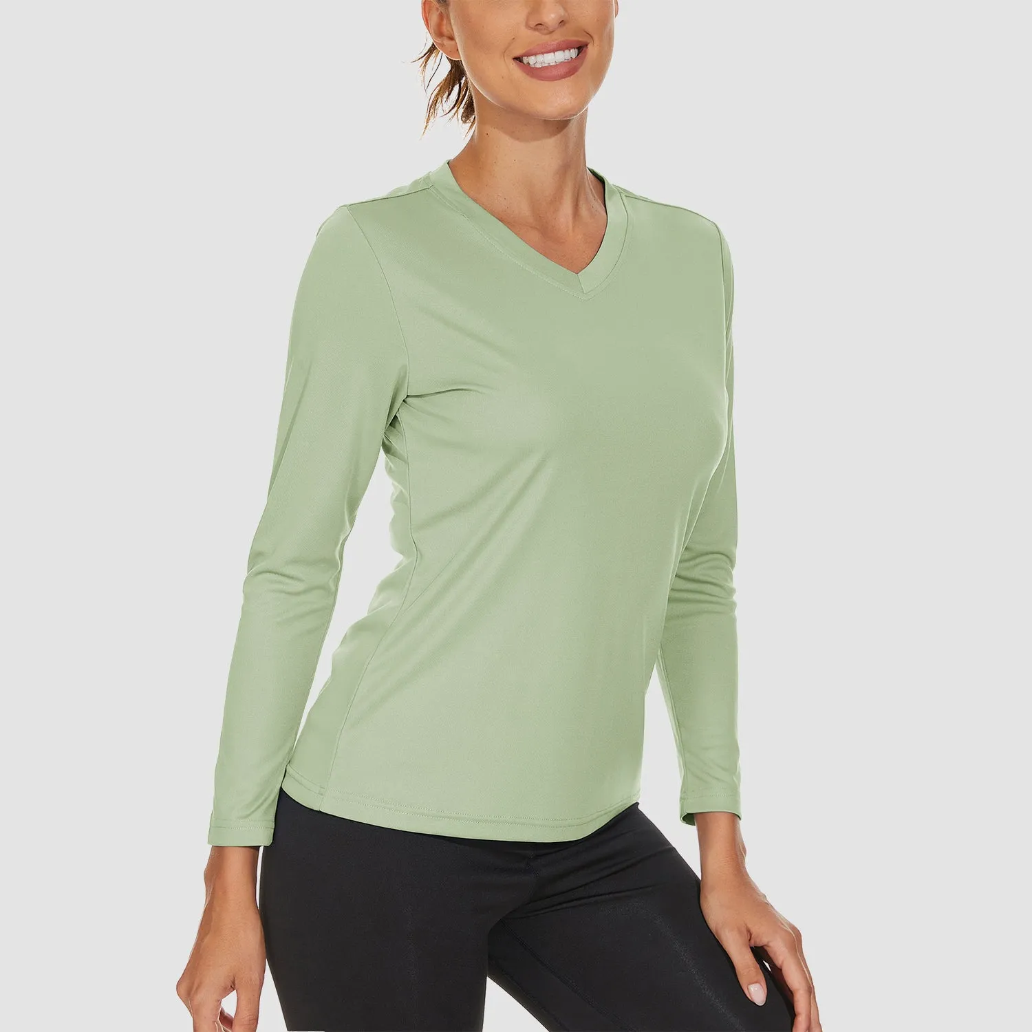 Women's Long Sleeve Shirts UPF 50  Sun Protection T Shirts V Neck Hiking Shirt Running Workout Performance Tee