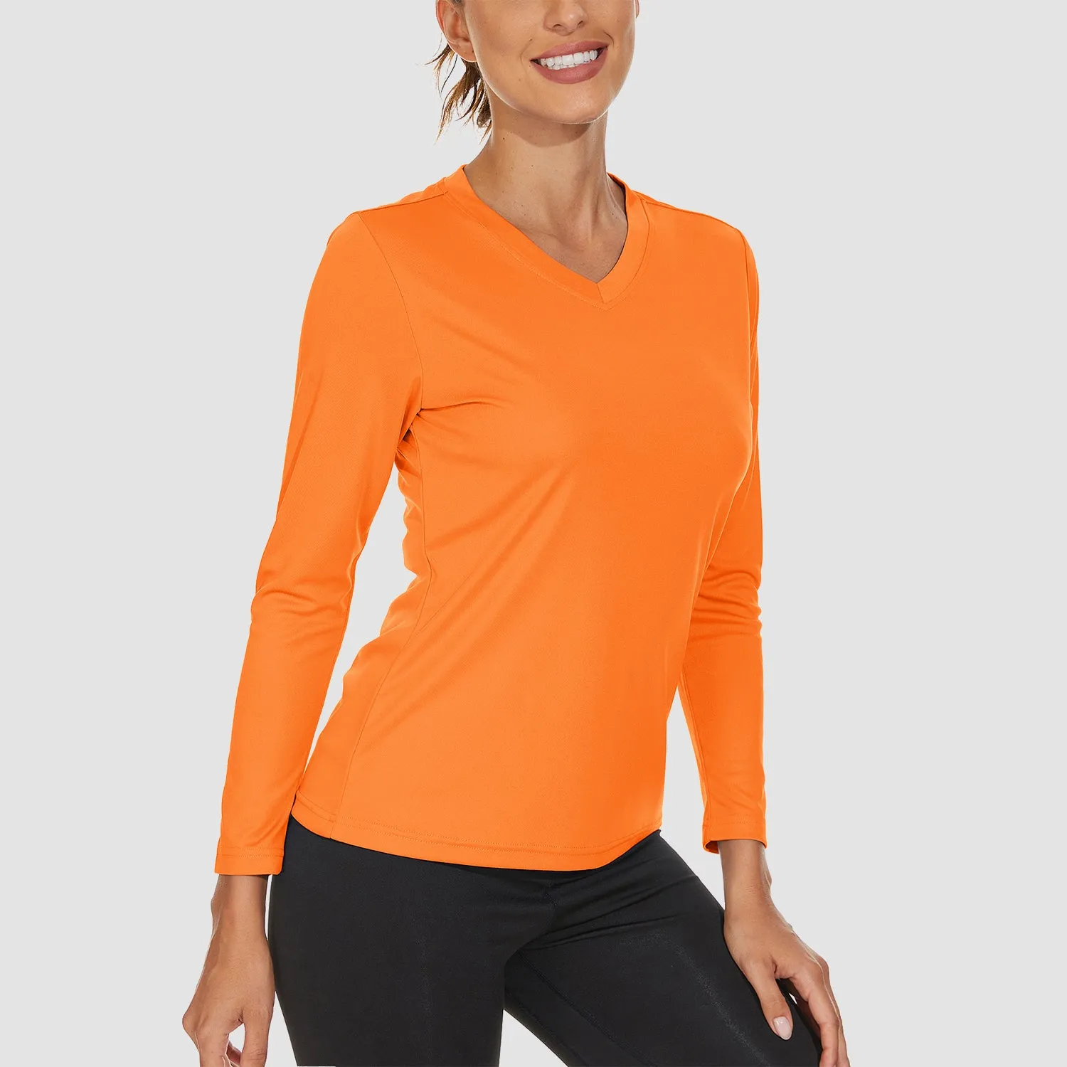 Women's Long Sleeve Shirts UPF 50  Sun Protection T Shirts V Neck Hiking Shirt Running Workout Performance Tee