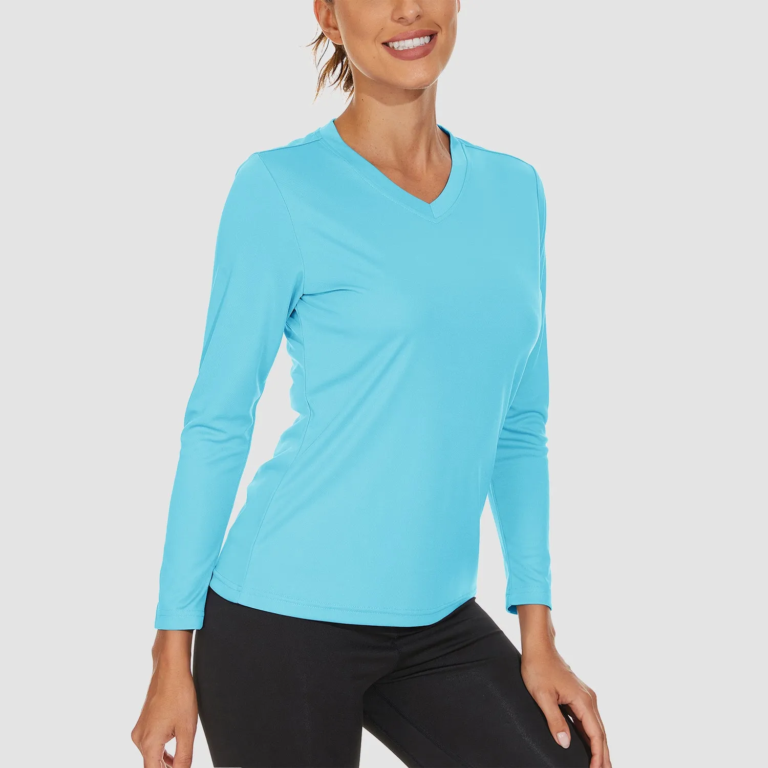 Women's Long Sleeve Shirts UPF 50  Sun Protection T Shirts V Neck Hiking Shirt Running Workout Performance Tee