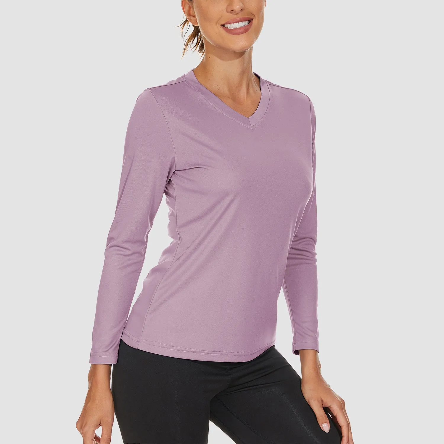 Women's Long Sleeve Shirts UPF 50  Sun Protection T Shirts V Neck Hiking Shirt Running Workout Performance Tee