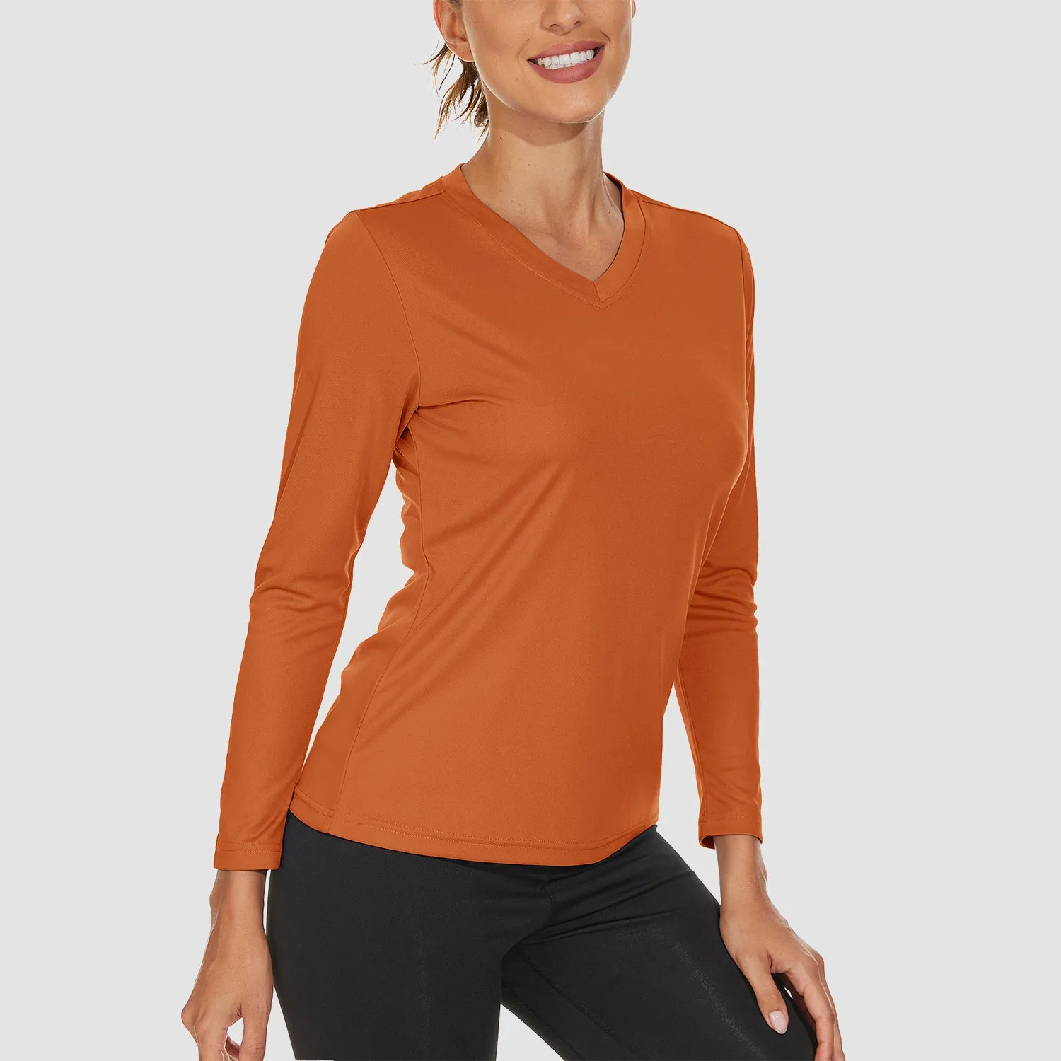 Women's Long Sleeve Shirts UPF 50  Sun Protection T Shirts V Neck Hiking Shirt Running Workout Performance Tee