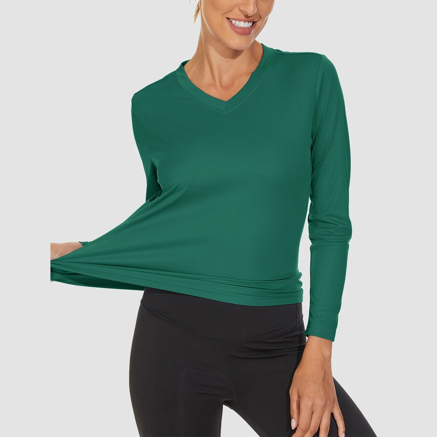 Women's Long Sleeve Shirts UPF 50  Sun Protection T Shirts V Neck Hiking Shirt Running Workout Performance Tee