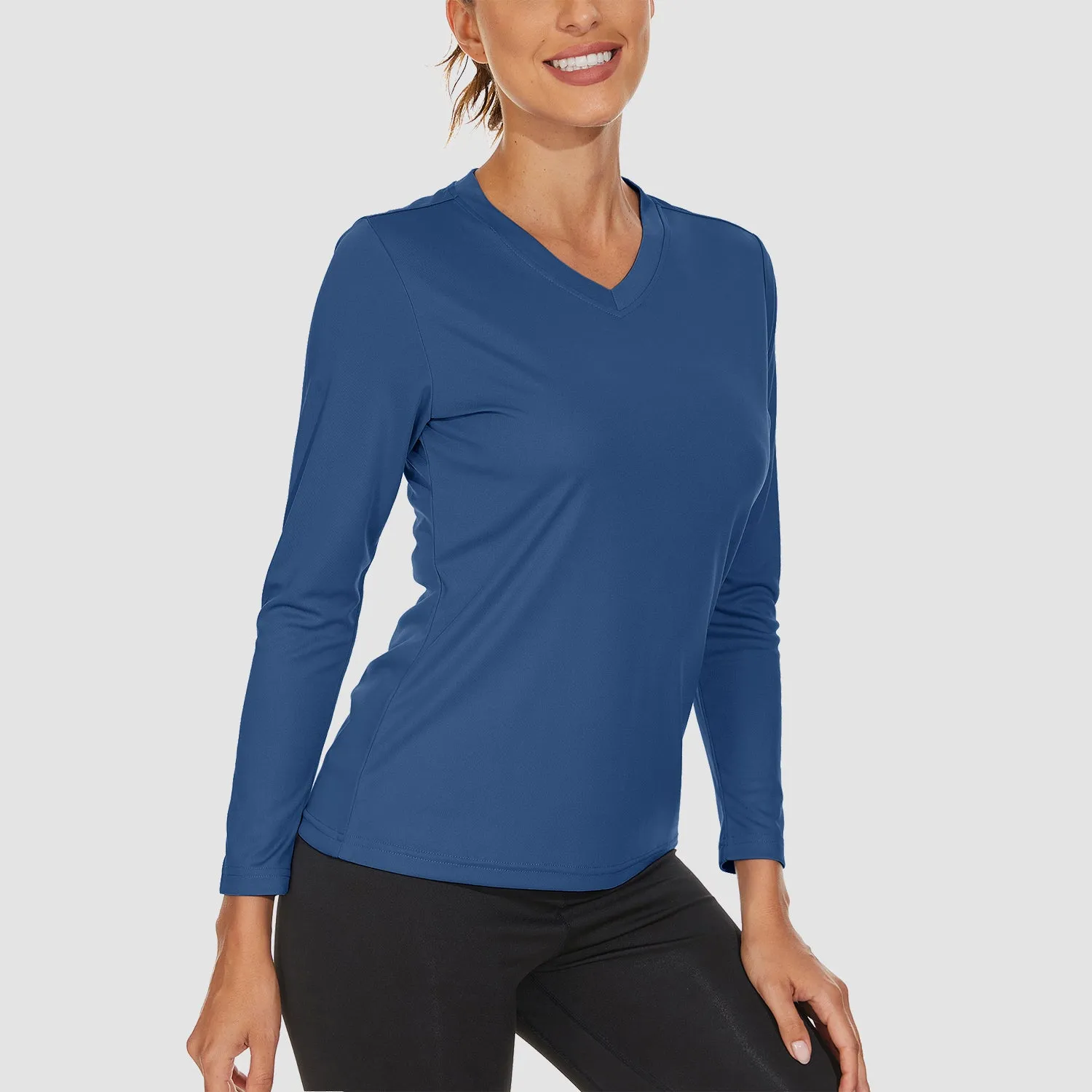Women's Long Sleeve Shirts UPF 50  Sun Protection T Shirts V Neck Hiking Shirt Running Workout Performance Tee