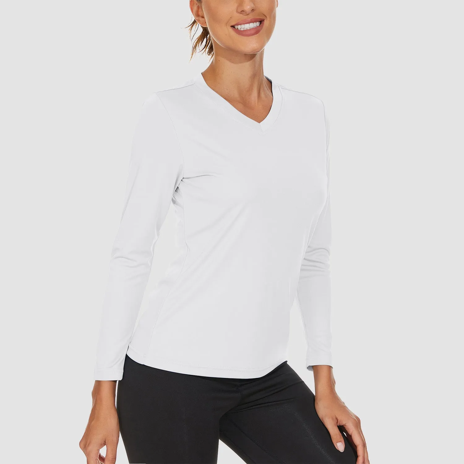 Women's Long Sleeve Shirts UPF 50  Sun Protection T Shirts V Neck Hiking Shirt Running Workout Performance Tee