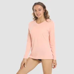 Women's Long Sleeve Shirts UPF 50  Sun Protection T Shirts V Neck Hiking Shirt Running Workout Performance Tee