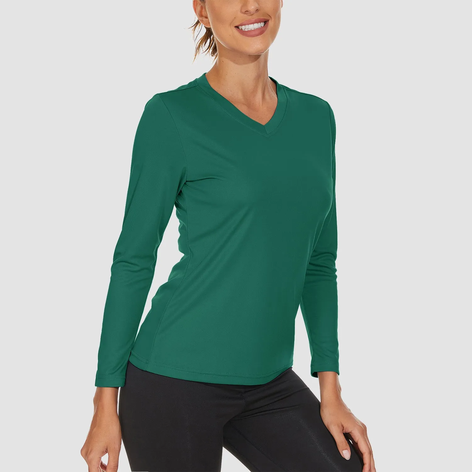 Women's Long Sleeve Shirts UPF 50  Sun Protection T Shirts V Neck Hiking Shirt Running Workout Performance Tee
