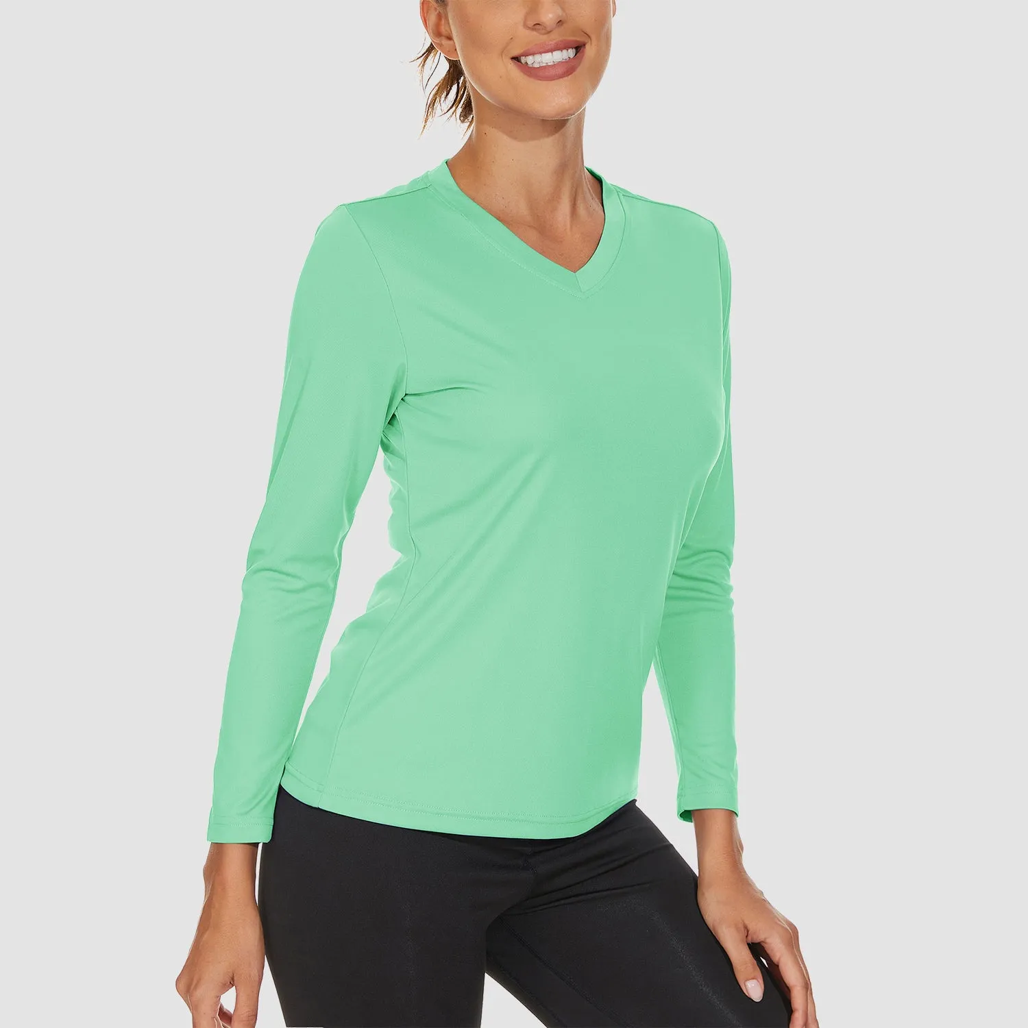 Women's Long Sleeve Shirts UPF 50  Sun Protection T Shirts V Neck Hiking Shirt Running Workout Performance Tee