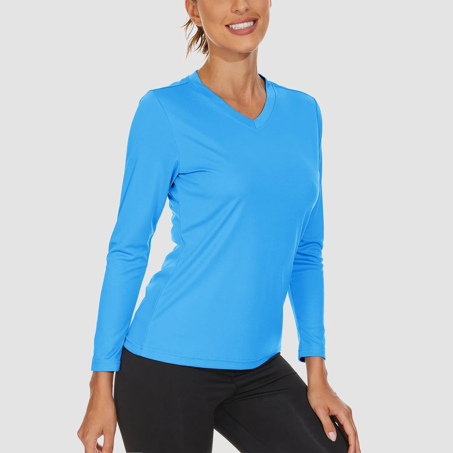 Women's Long Sleeve Shirts UPF 50  Sun Protection T Shirts V Neck Hiking Shirt Running Workout Performance Tee