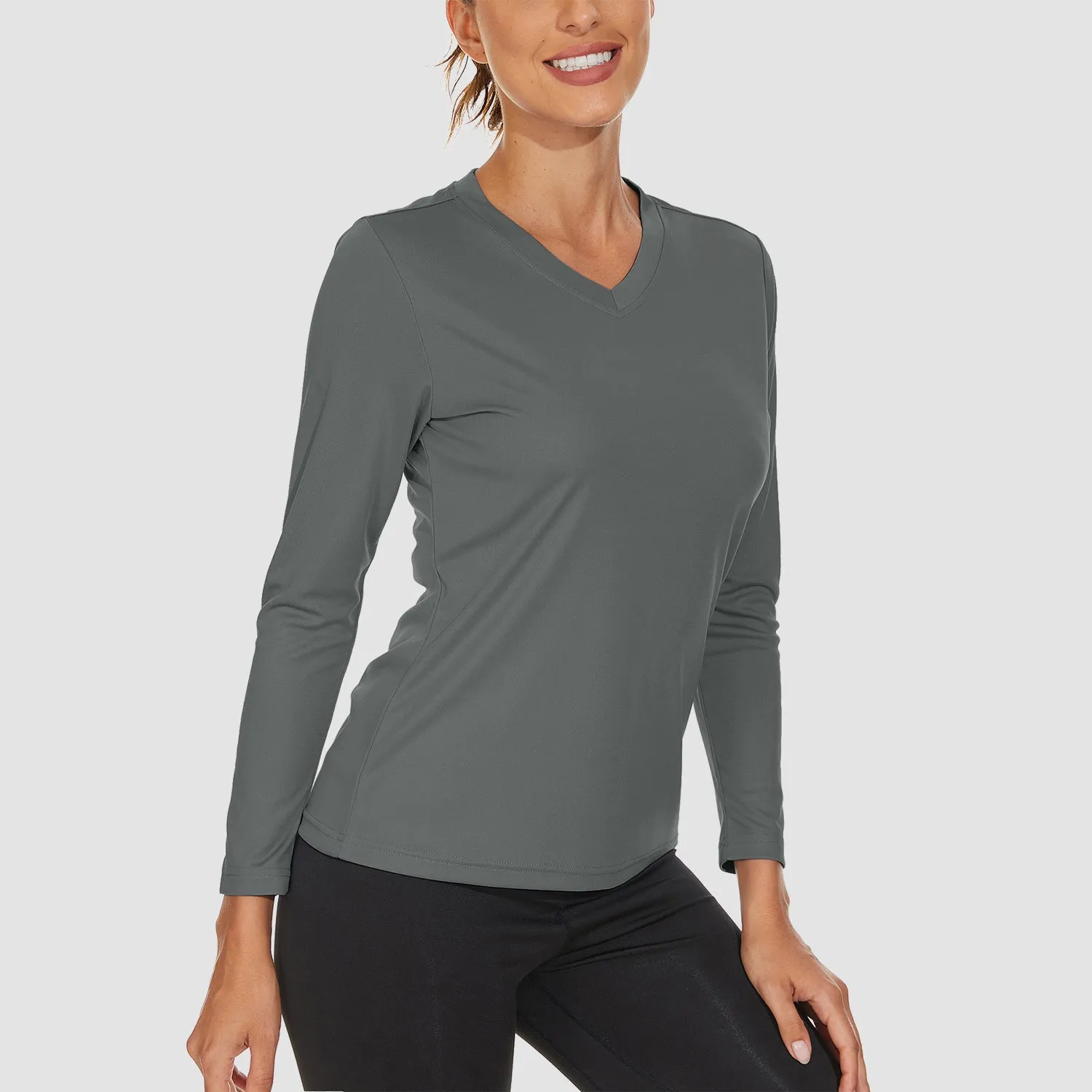 Women's Long Sleeve Shirts UPF 50  Sun Protection T Shirts V Neck Hiking Shirt Running Workout Performance Tee