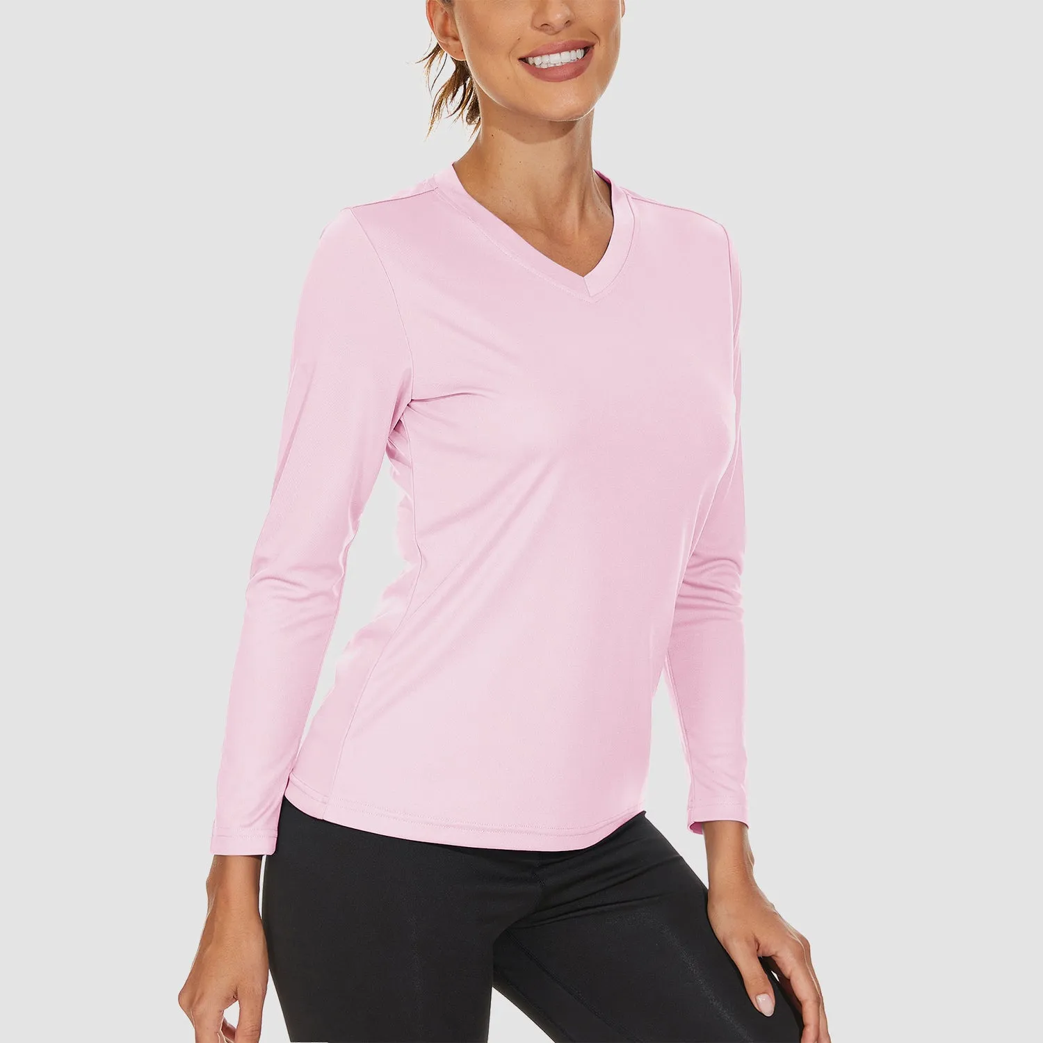 Women's Long Sleeve Shirts UPF 50  Sun Protection T Shirts V Neck Hiking Shirt Running Workout Performance Tee