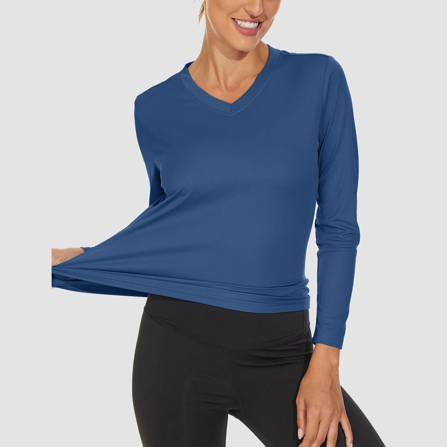 Women's Long Sleeve Shirts UPF 50  Sun Protection T Shirts V Neck Hiking Shirt Running Workout Performance Tee