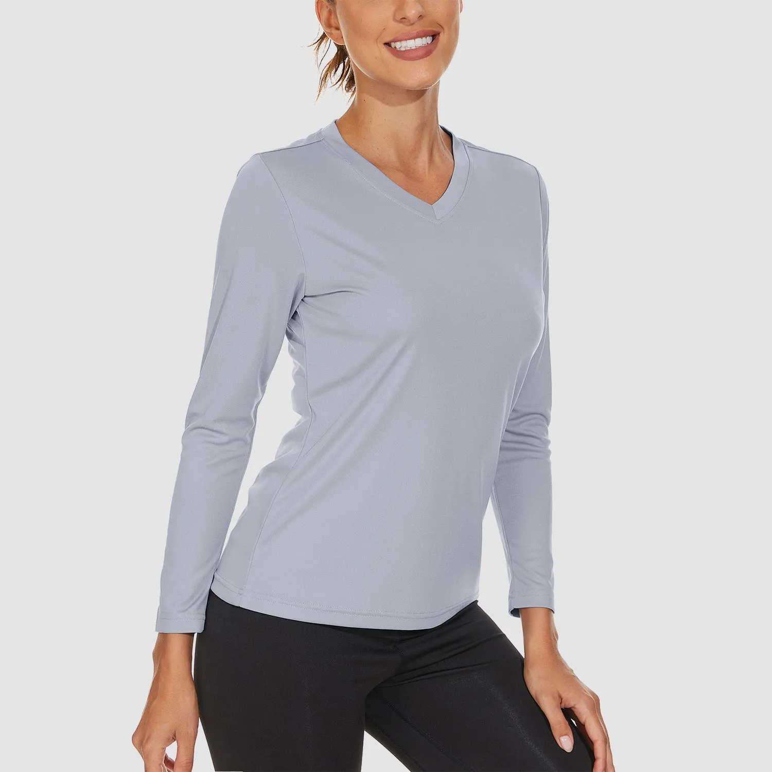 Women's Long Sleeve Shirts UPF 50  Sun Protection T Shirts V Neck Hiking Shirt Running Workout Performance Tee