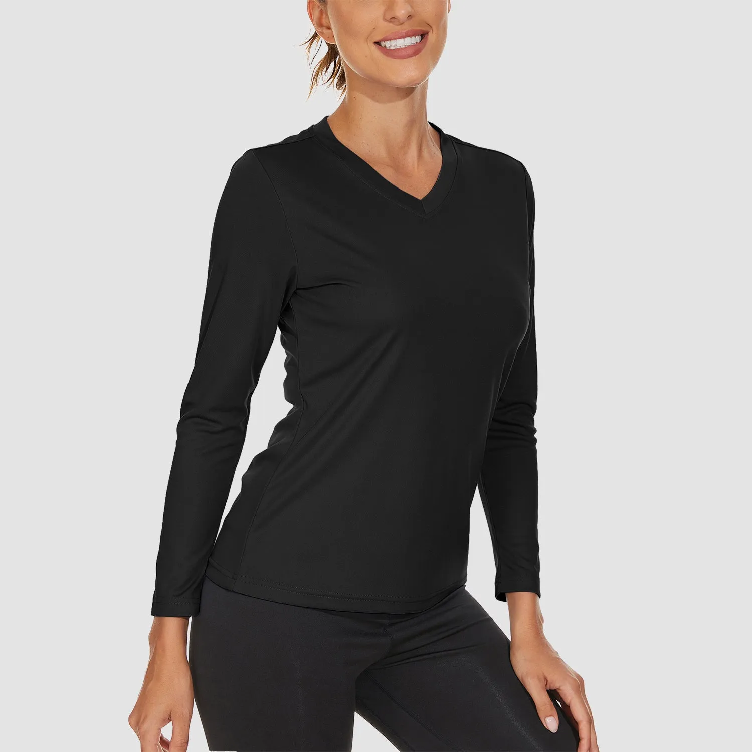 Women's Long Sleeve Shirts UPF 50  Sun Protection T Shirts V Neck Hiking Shirt Running Workout Performance Tee