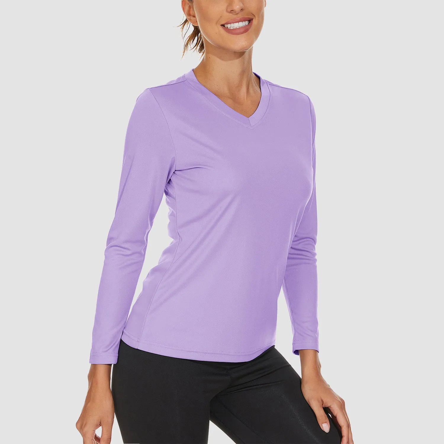 Women's Long Sleeve Shirts UPF 50  Sun Protection T Shirts V Neck Hiking Shirt Running Workout Performance Tee