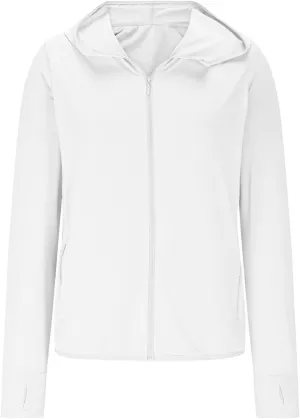 Women's Long Sleeve Workout Sun Shirt Zip Up Open Hooded Jackets Plus Size Going Out Hiking Shirts with Thumb Holes