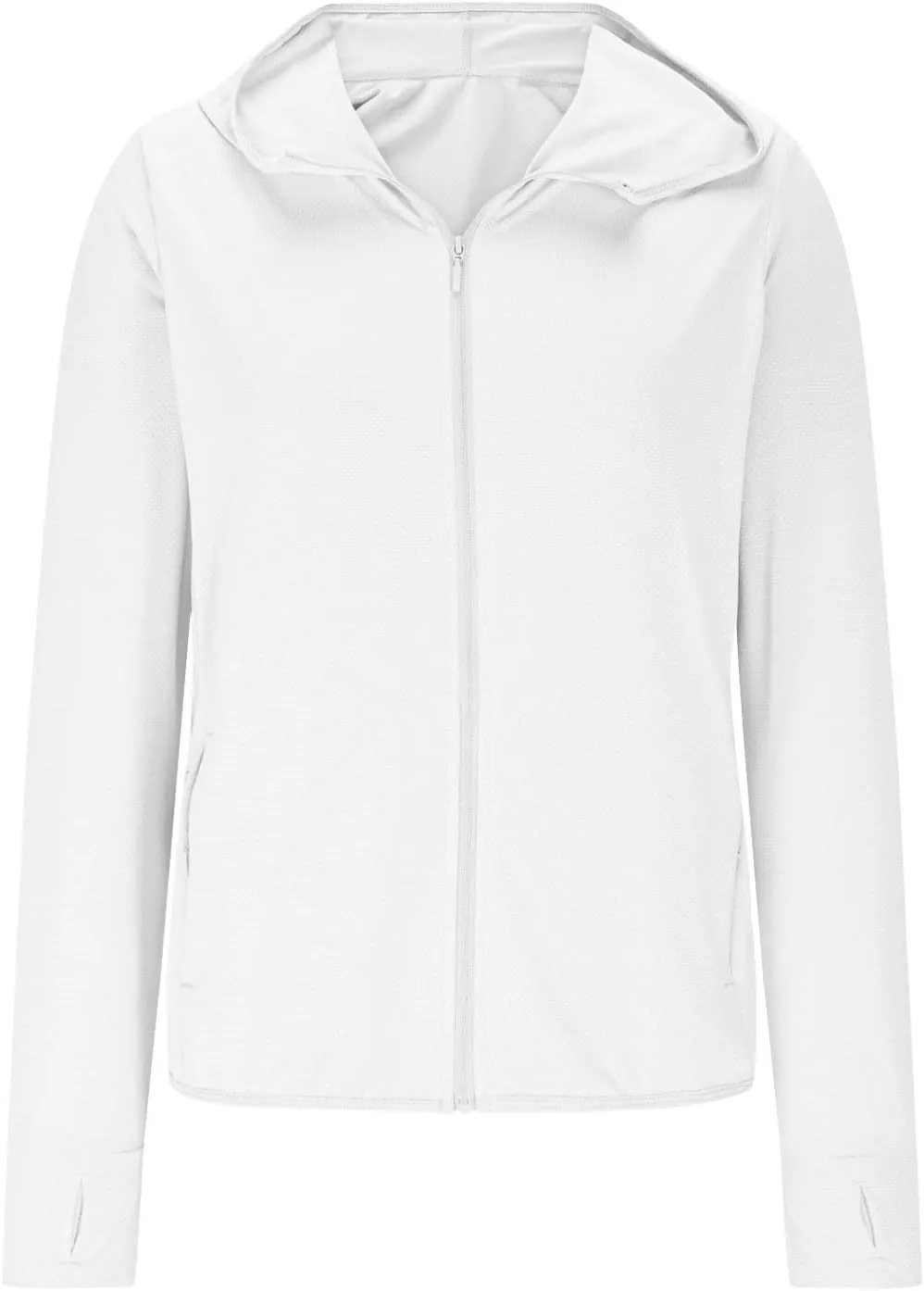 Women's Long Sleeve Workout Sun Shirt Zip Up Open Hooded Jackets Plus Size Going Out Hiking Shirts with Thumb Holes