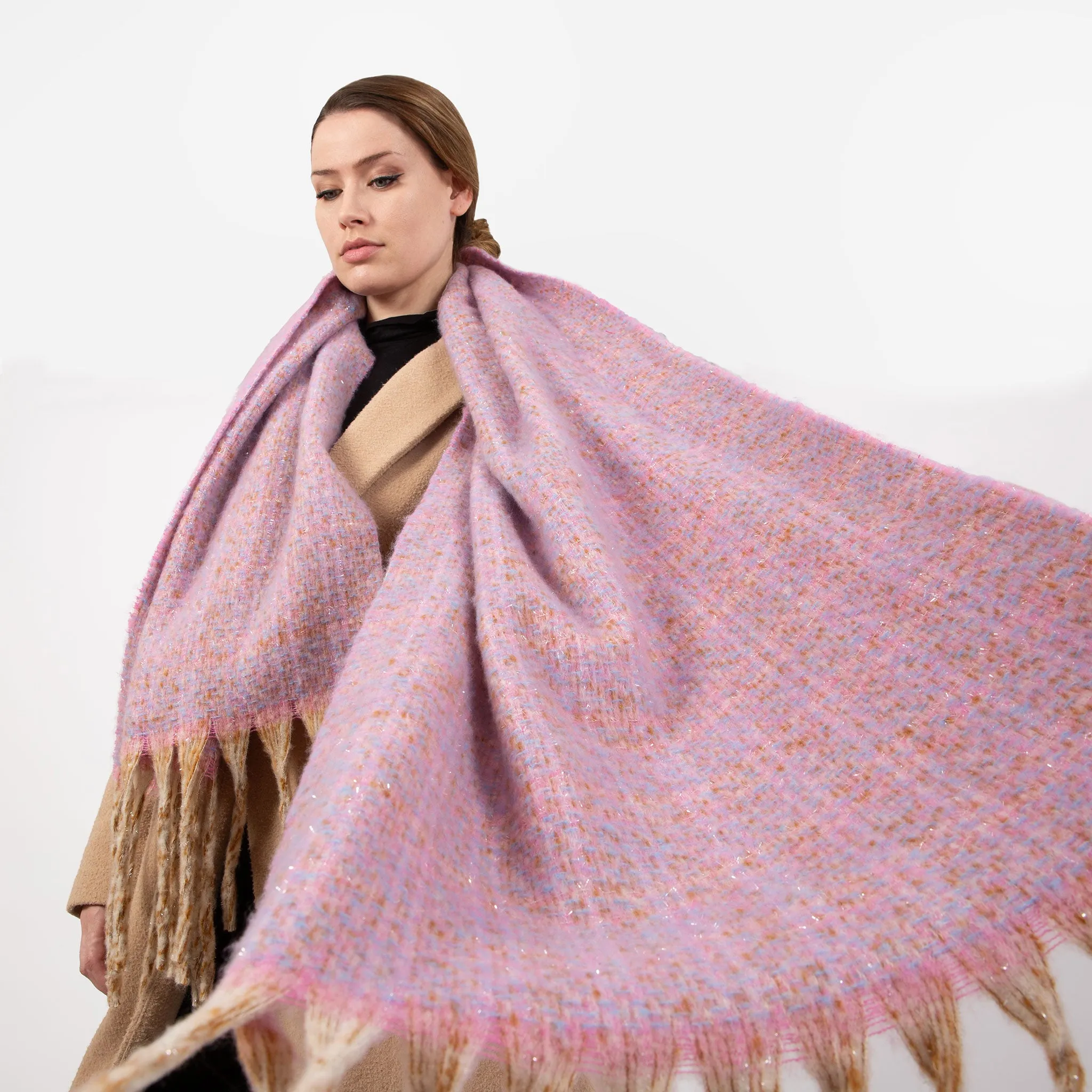 Women’s Metallic Scarf with Tassels