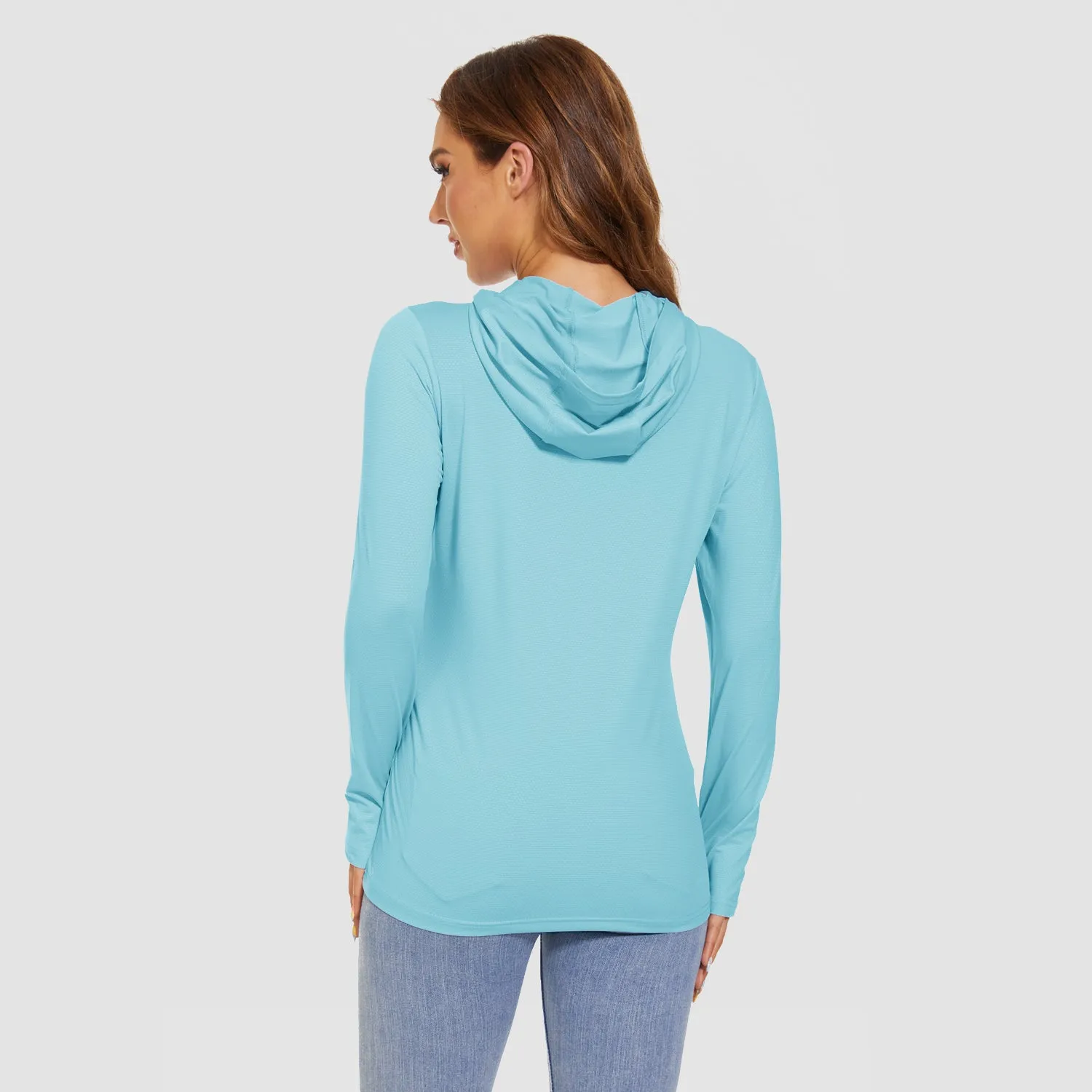 Women's Mint Hoodie Shirts UPF 50  Sun Protection Long Sleeve UV Shirt Fishing Hiking Athletic Shirts with Thumb Hole
