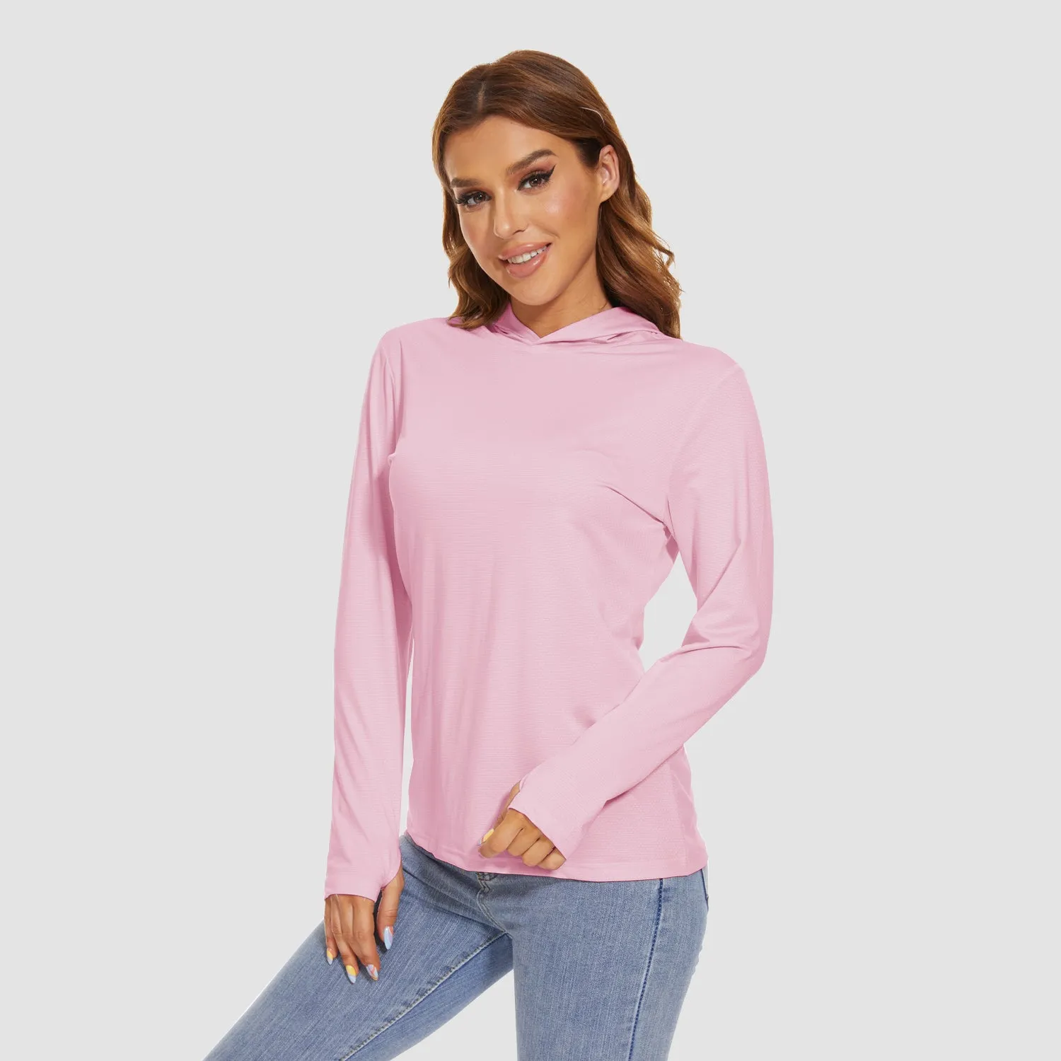 Women's Mint Hoodie Shirts UPF 50  Sun Protection Long Sleeve UV Shirt Fishing Hiking Athletic Shirts with Thumb Hole