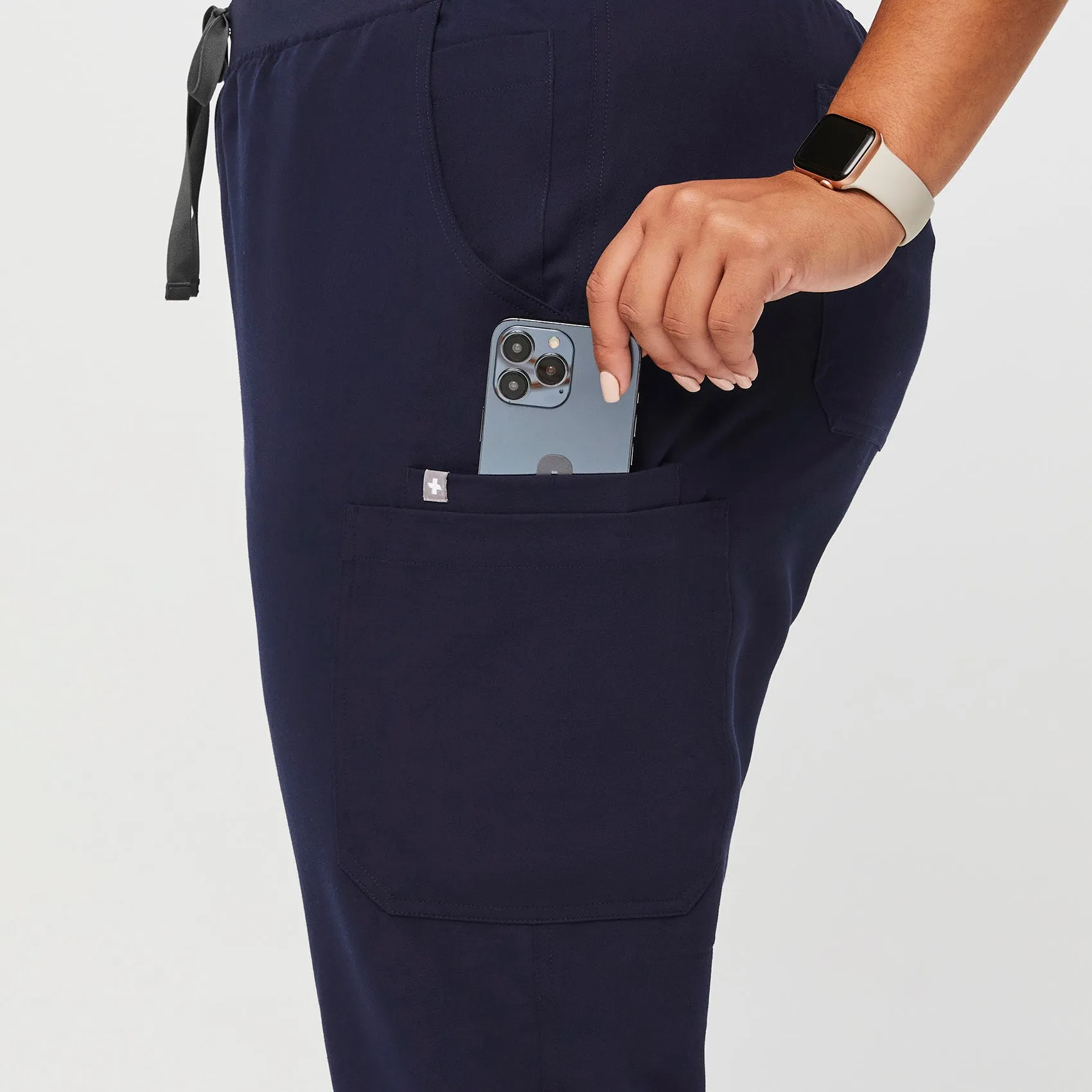 women's Navy High Waisted Yola™ - Petite Skinny Scrub Pants (3XL - 6XL)