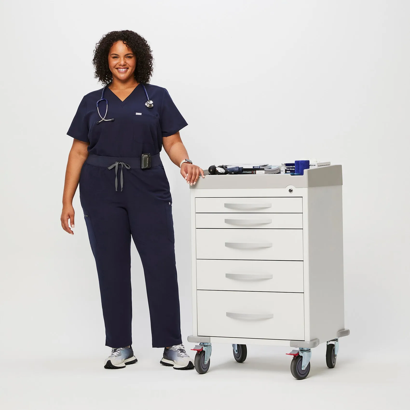 women's Navy High Waisted Yola™ - Petite Skinny Scrub Pants (3XL - 6XL)
