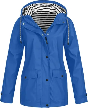 Womens Outdoor Jackets Warm Winter Snow Coat Hooded Raincoat Ski Jackets Solid Color Stripe Windproof Coat