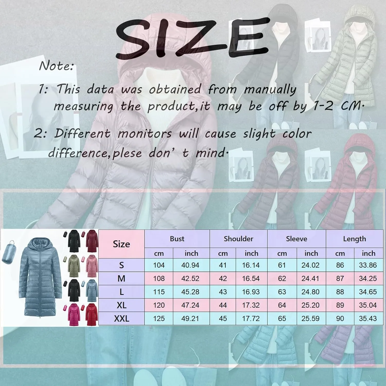 Womens Puffer Coat Lightweight Down Coats Long Sleeve with Pouch Classic Warm Jacket 2023 Winter Skimpy Down Jackets