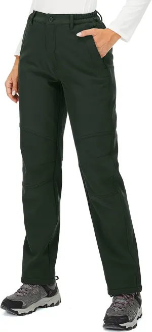 Womens Snow Pants Winter Fleece Lined Waterproof Soft Shell Insulated Outdoor Camping Travel ski Pants