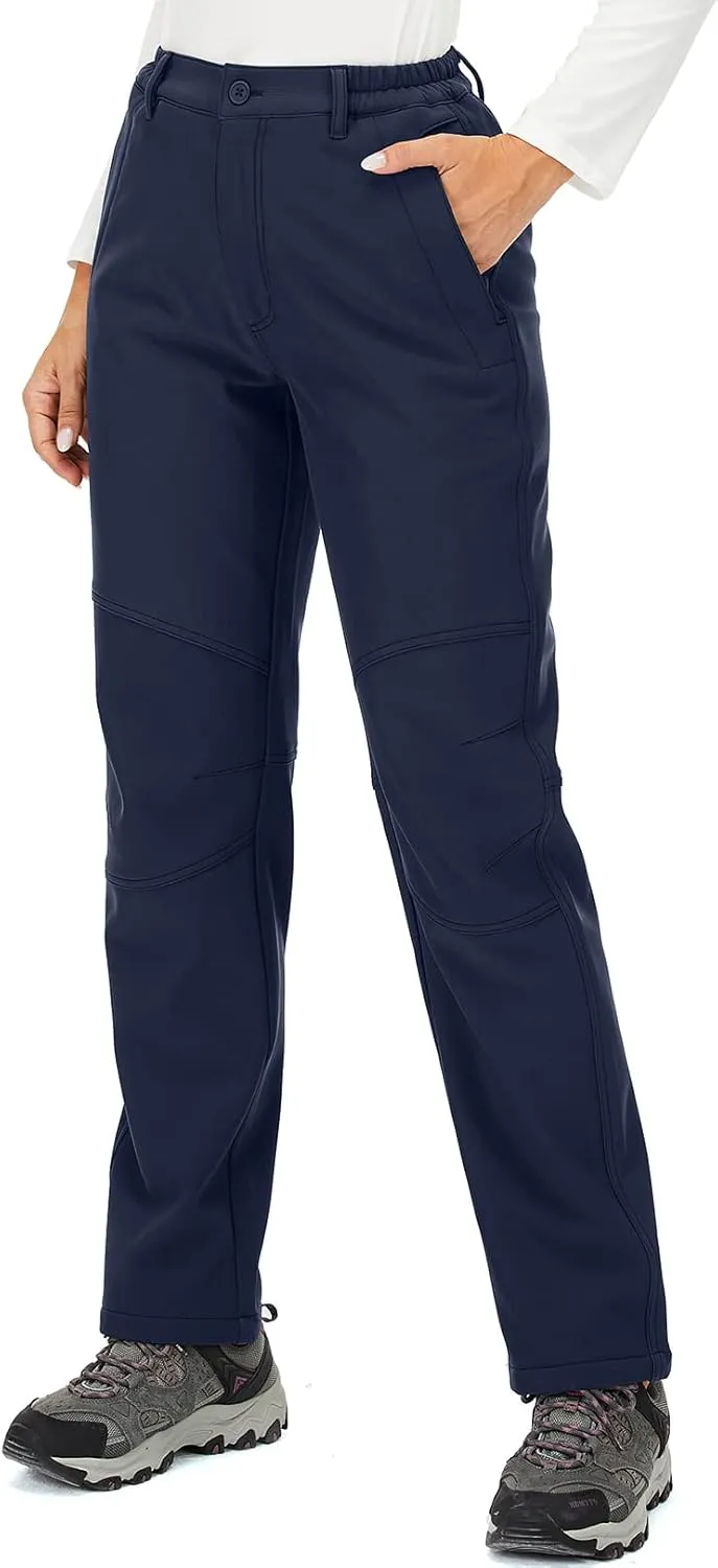 Womens Snow Pants Winter Fleece Lined Waterproof Soft Shell Insulated Outdoor Camping Travel ski Pants