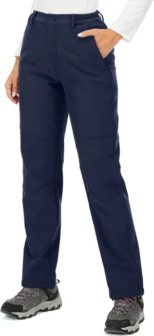Womens Snow Pants Winter Fleece Lined Waterproof Soft Shell Insulated Outdoor Camping Travel ski Pants