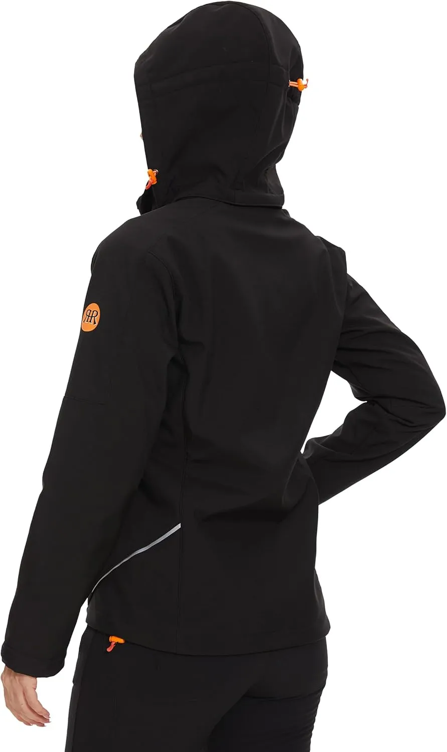 Women's Softshell Jacket Fleece Lined Waterproof Midlayer Jacket Camping Windproof Removable Hood Black