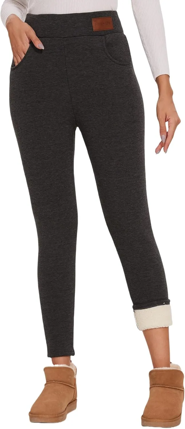 Women's Thermal Fleece Lined Leggings Winter Warm Soft High Waist Stretch Sherpa Lined Pants…