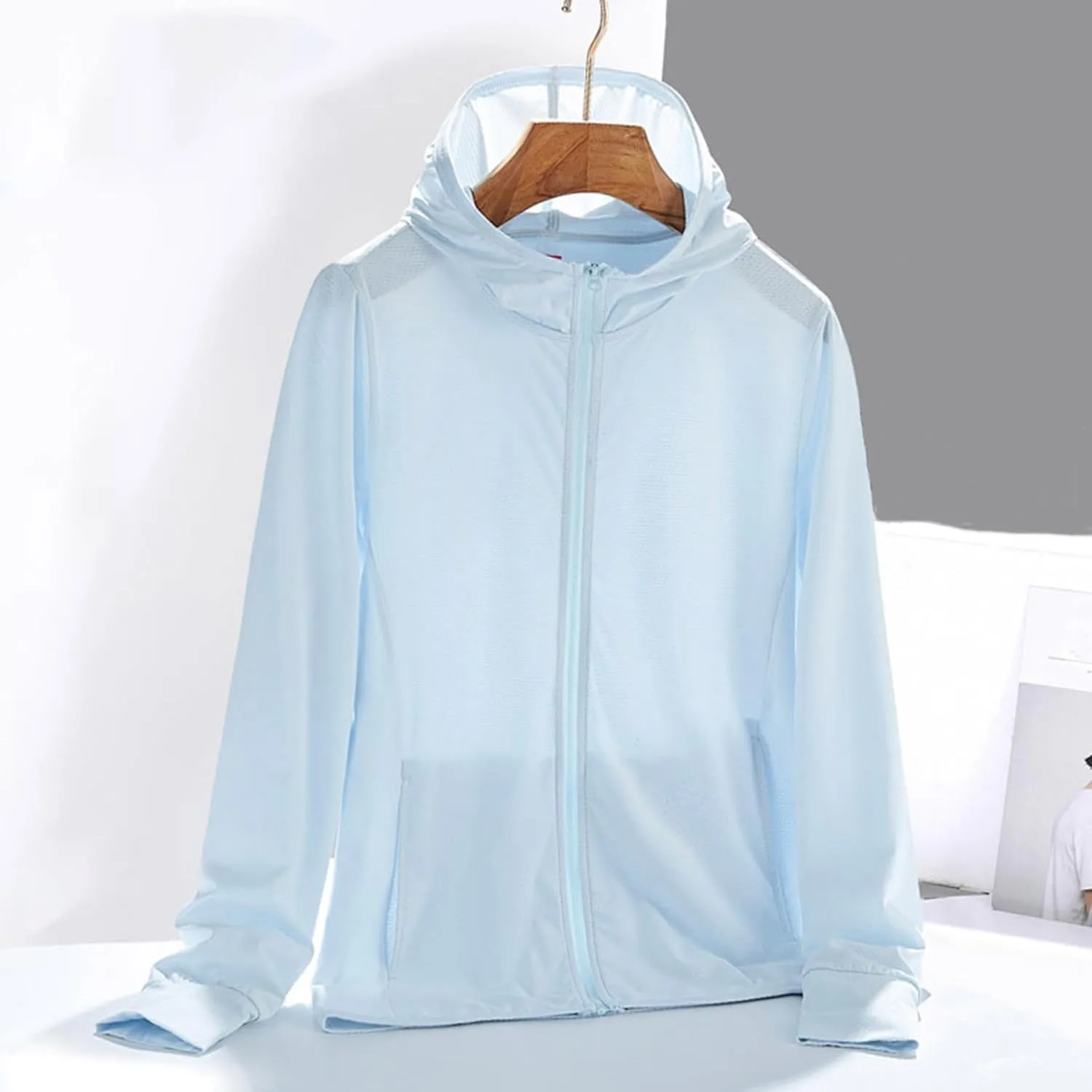 Womens UPF 50  Hoodies Sun Shirts Breathable Long Sleeve Hiking Shirts Outdoor Lightweight Quick Dry Athletic Jacket