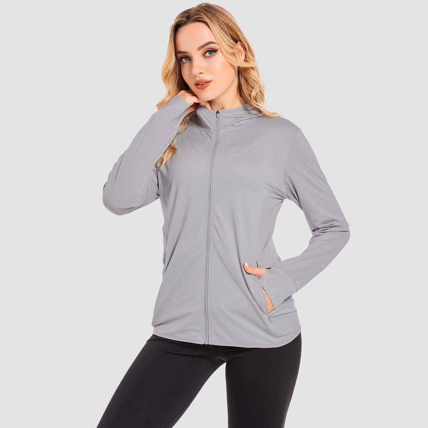 Women's UV Sun Protection Coat Shirts Long Sleeve Quick Dry Workout Hiking Athletic Ladies Lightweight Puffer Jacket With Hood