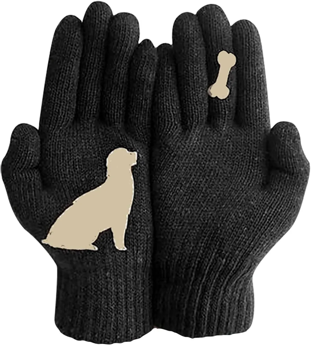 Women's Winter Touchscreen Gloves Warm Knit Gloves Windproof Dual-Layer Elastic Gloves Winter Texting Gloves