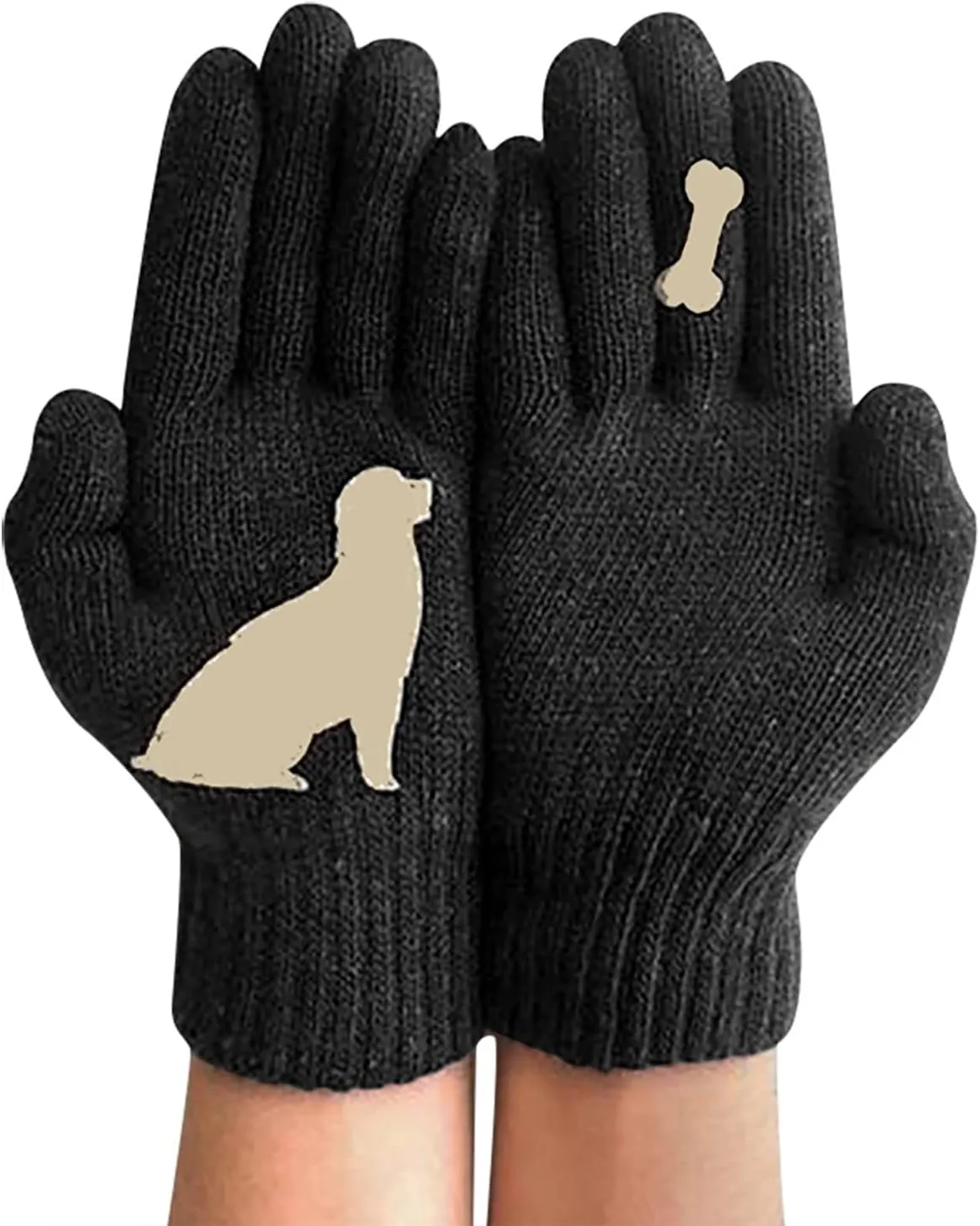 Women's Winter Touchscreen Gloves Warm Knit Gloves Windproof Dual-Layer Elastic Gloves Winter Texting Gloves