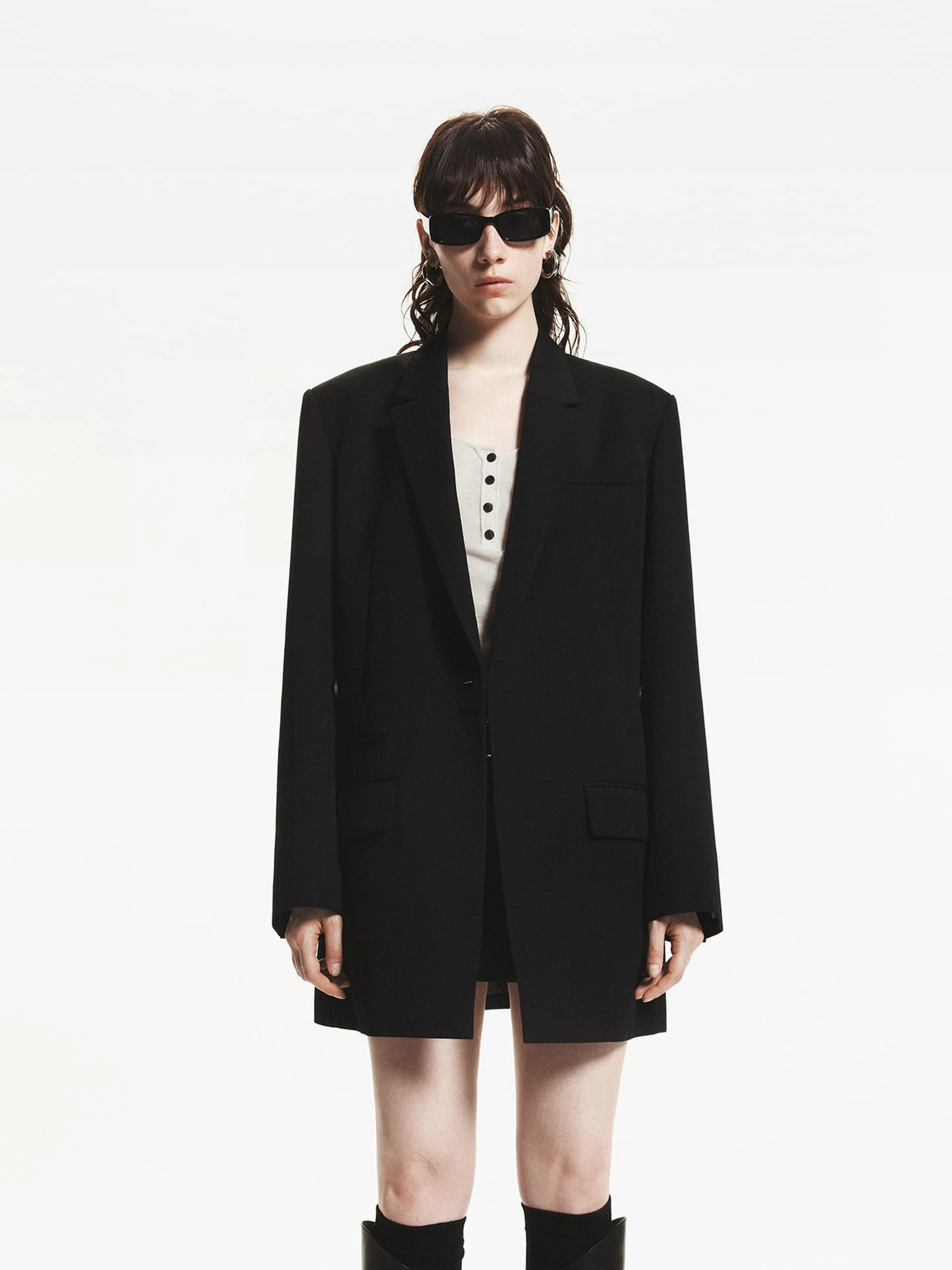 Wool Blend Long Blazer Travel Commuter Layer