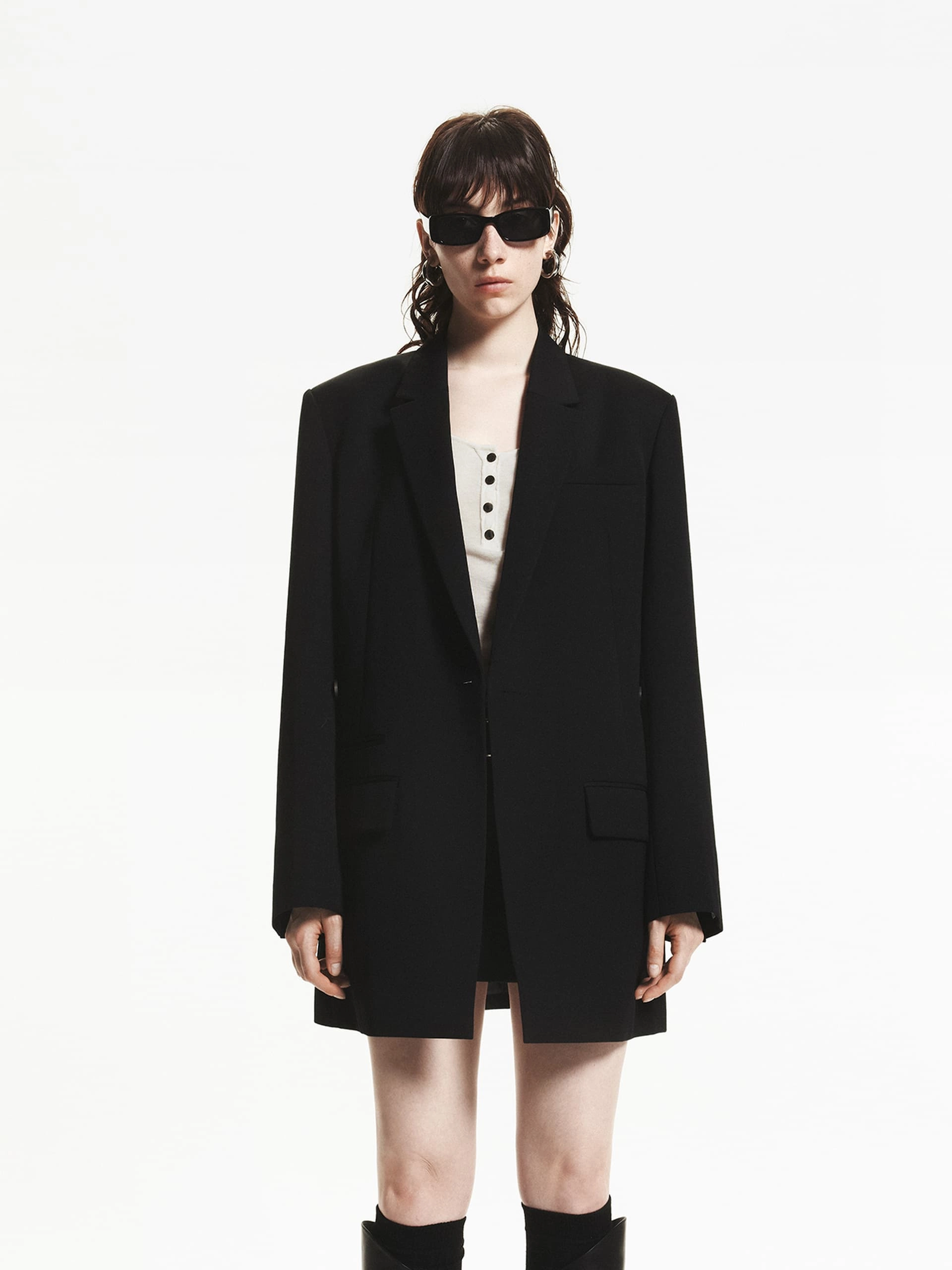 Comfort Focused Design Quick Dry Material Wool Blend Long Blazer