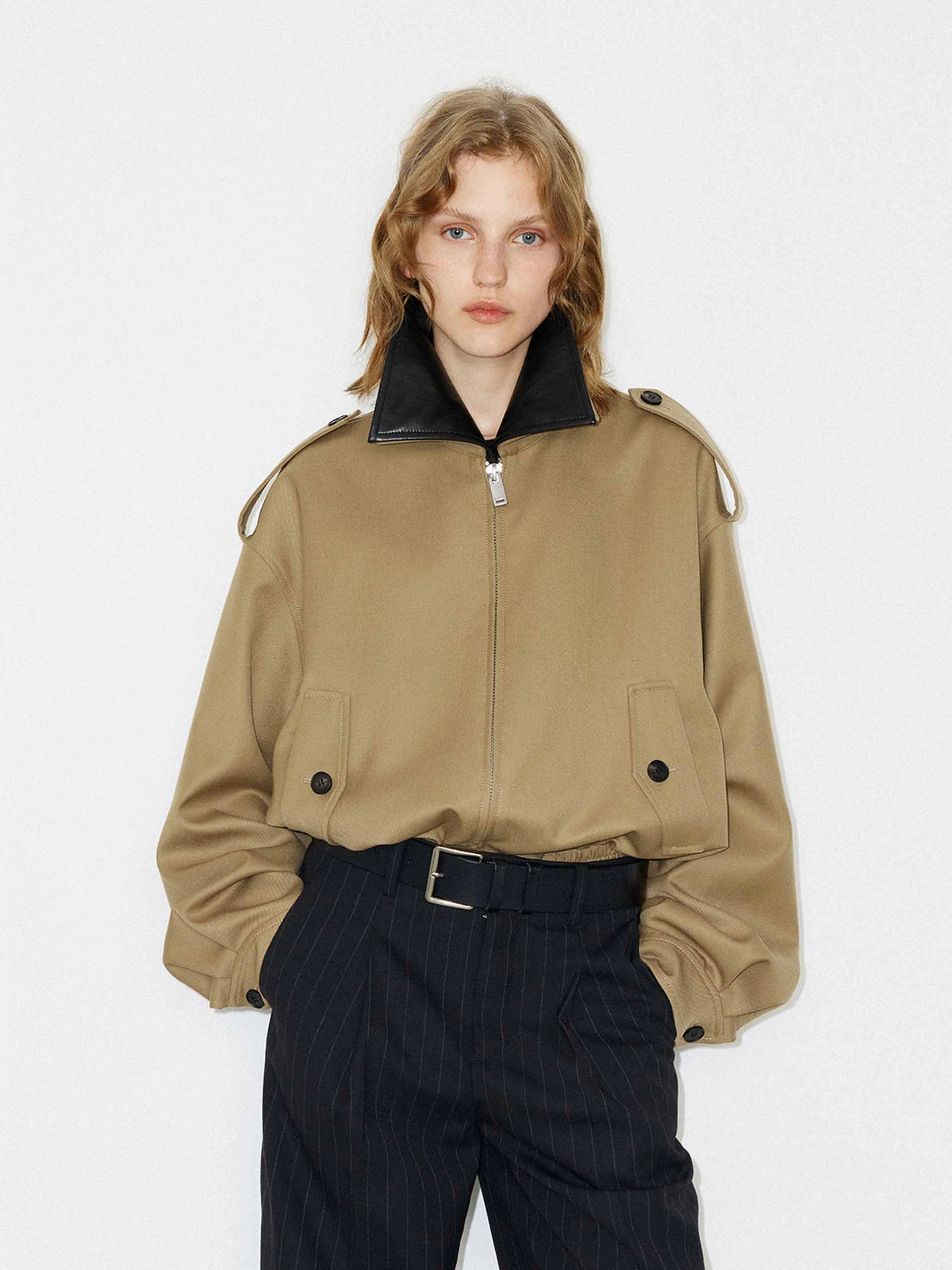 Wool Blend Loose Jacket Temperature Regulating Lining