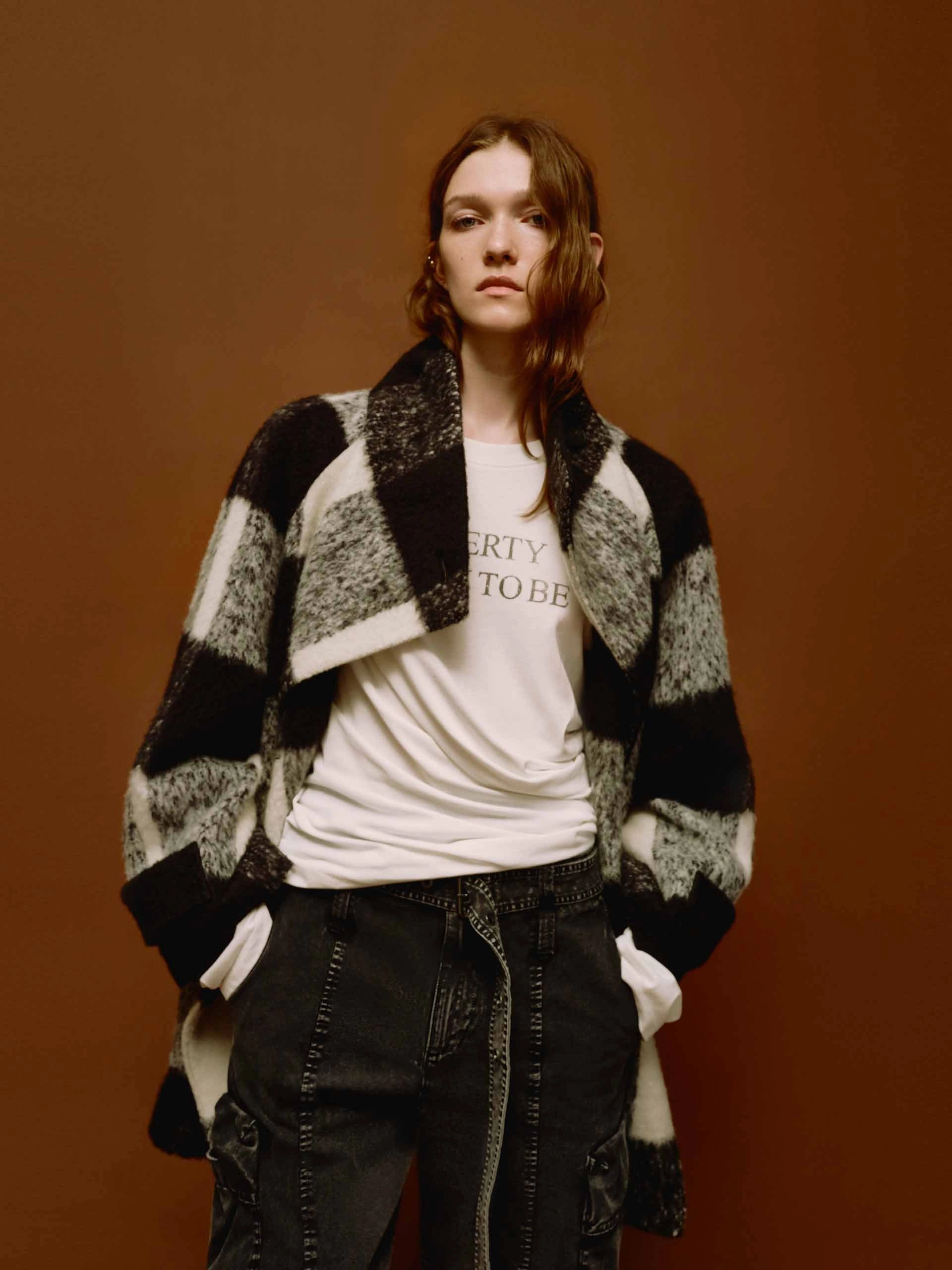 AbrasionResistant Low Maintenance Fabric Wool Blend Plaid Coat