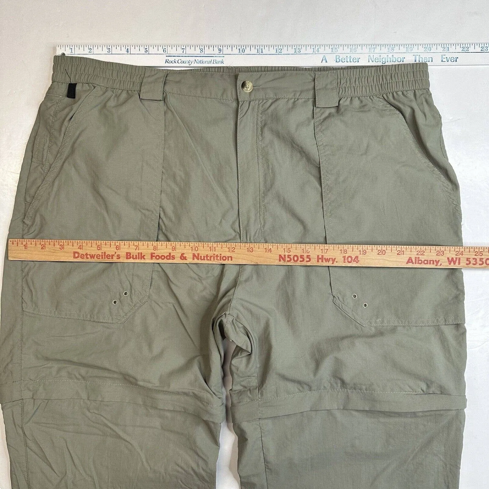 World Wide Sportsman Convertible Hiking Pants Mens XL Green Nylon Zip Off Shorts