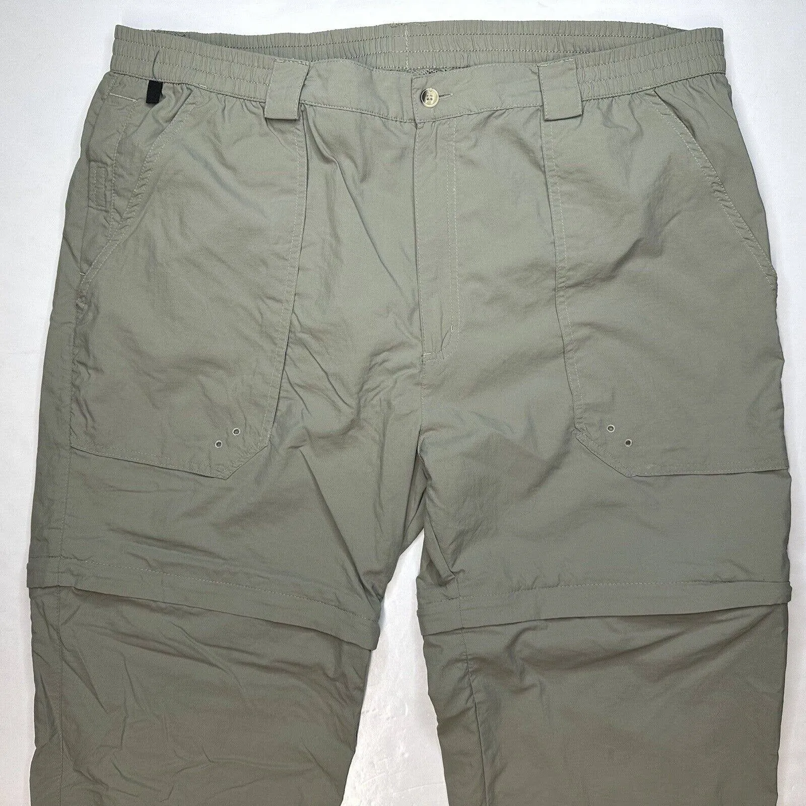 World Wide Sportsman Convertible Hiking Pants Mens XL Green Nylon Zip Off Shorts