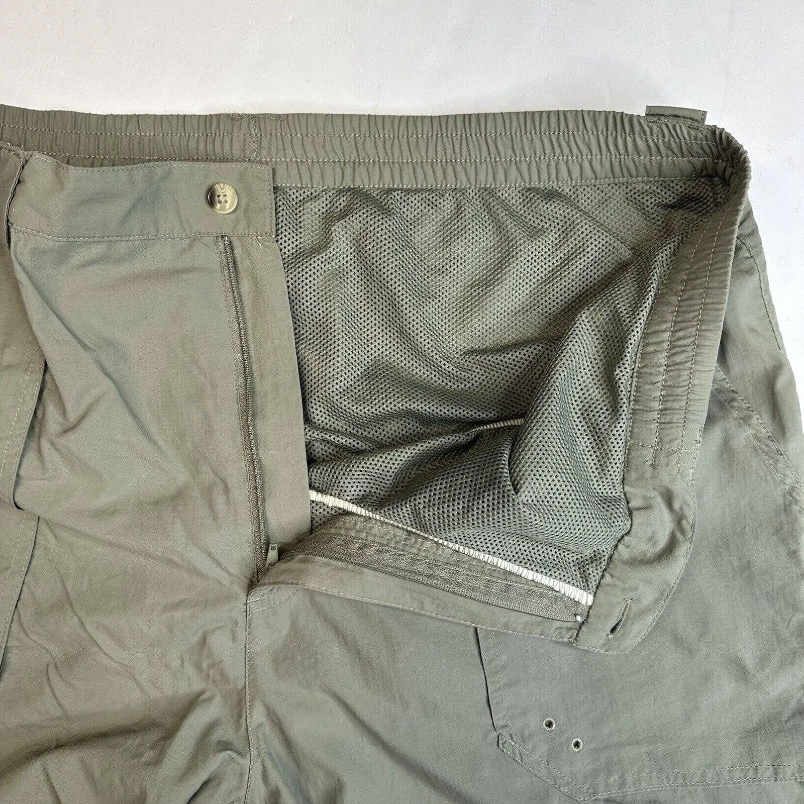 World Wide Sportsman Convertible Hiking Pants Mens XL Green Nylon Zip Off Shorts