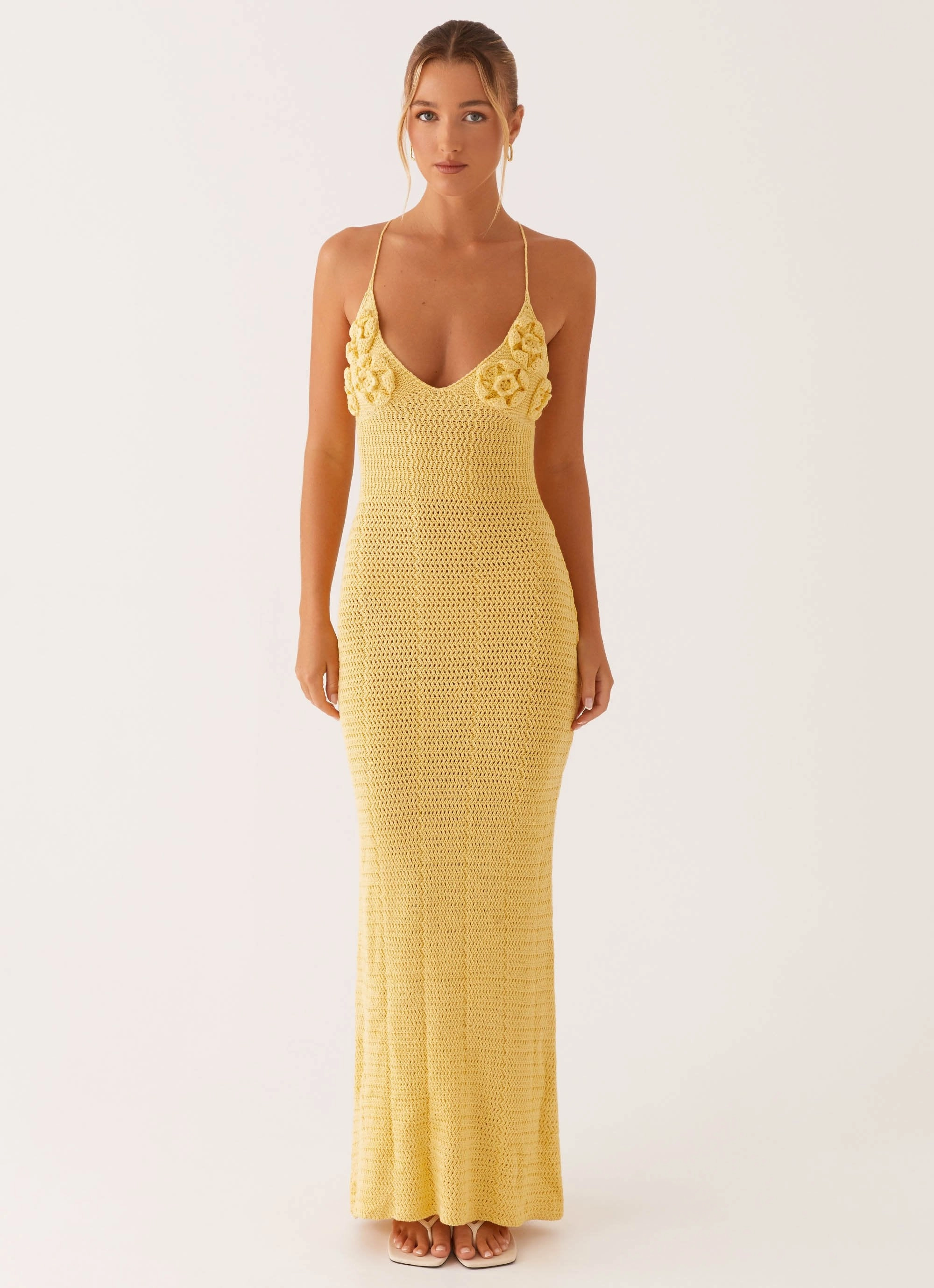 Zara Rose Crochet Maxi Dress - Yellow LayeredHemline