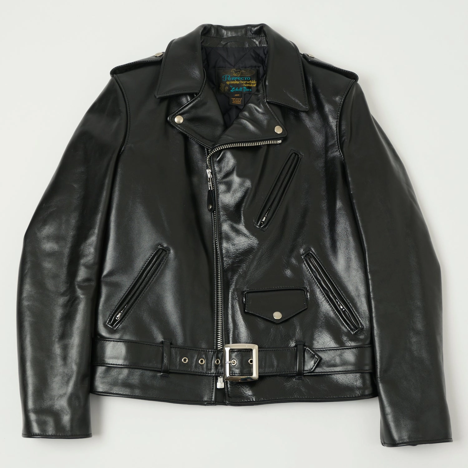 Snow Day Schott NYC 'Perfecto' Horsehide Leather Motorcycle Jacket - Black