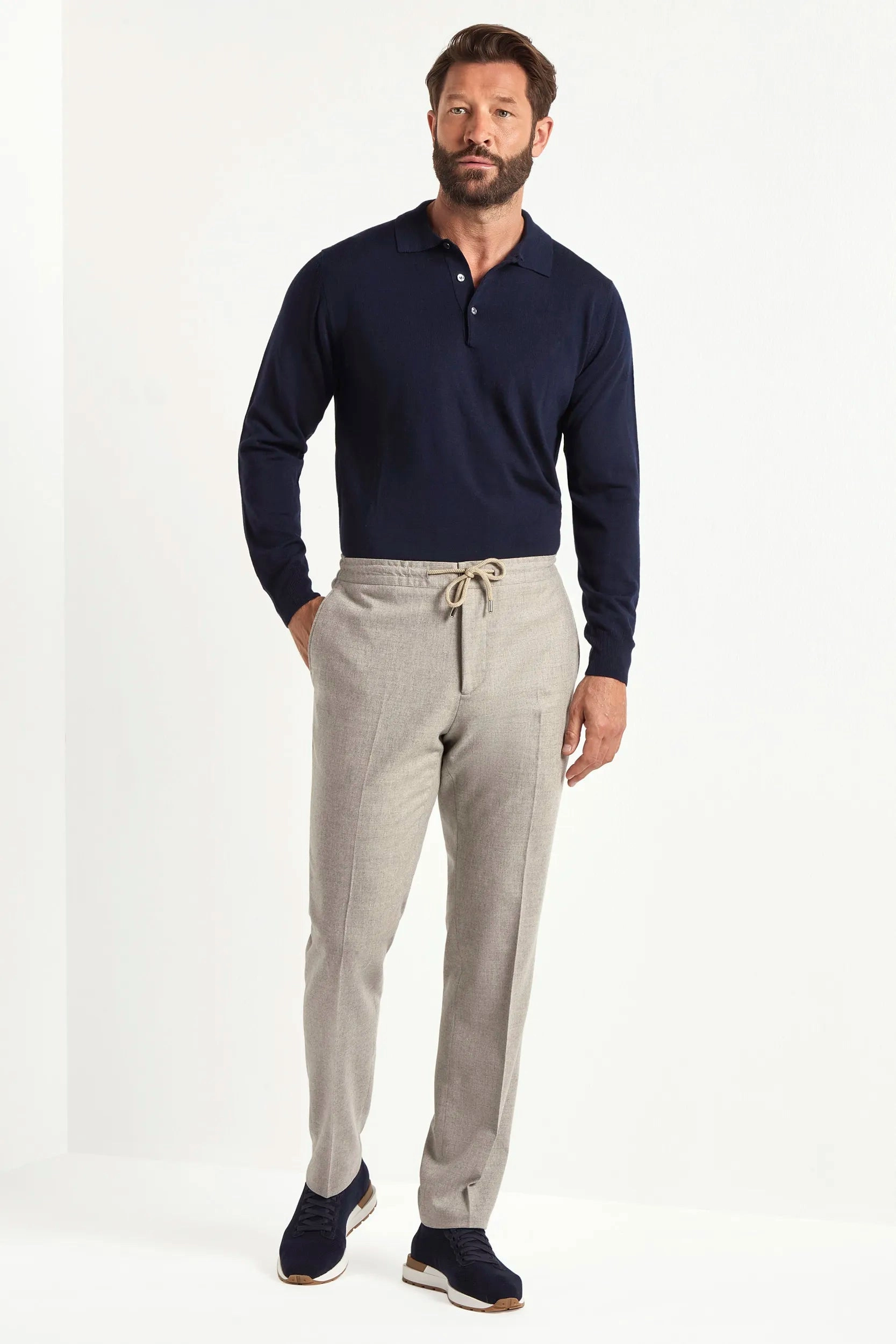 Sand flannel Alassio trousers - Made in Italy ReinforcedPockets