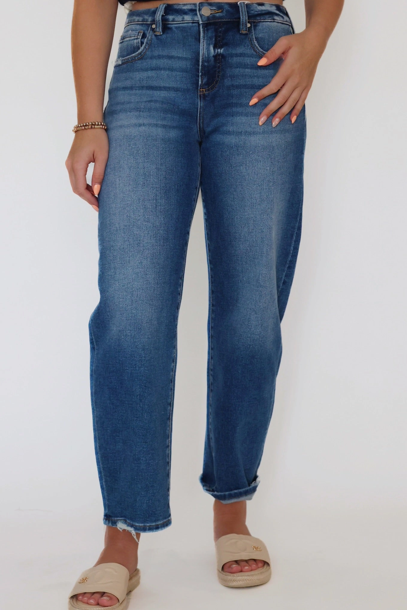 Braxton Barrel Jeans Two Tone Texture Effect