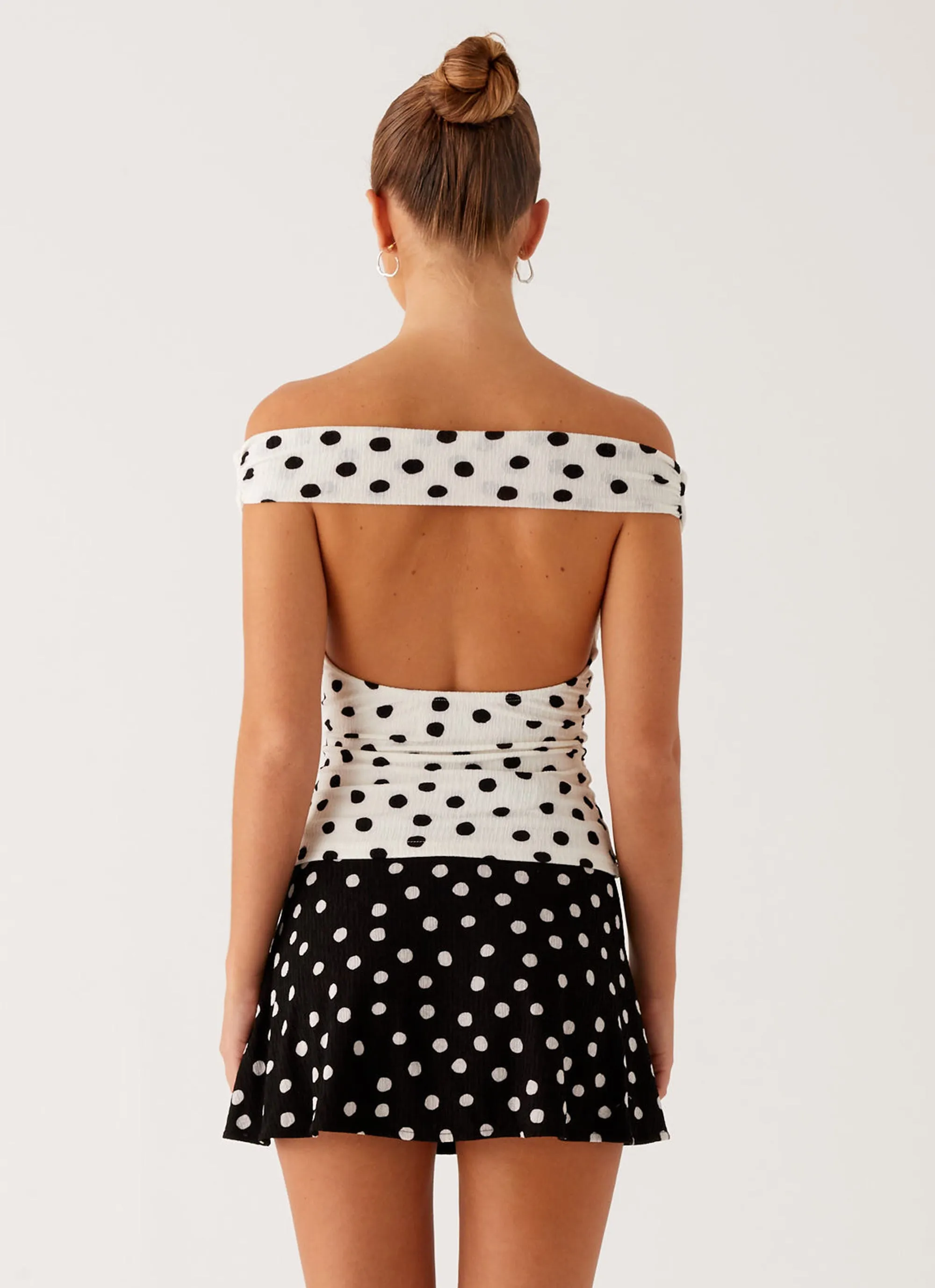 Rylie Top - White Polka Dot Casual Fit Adjustable Cuff System